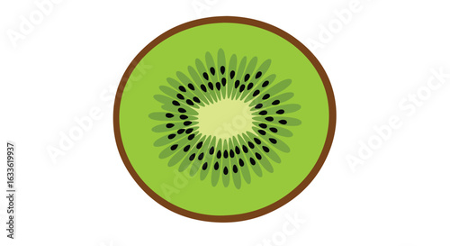 Sliced kiwi with brown rind, light center, and dark seeds