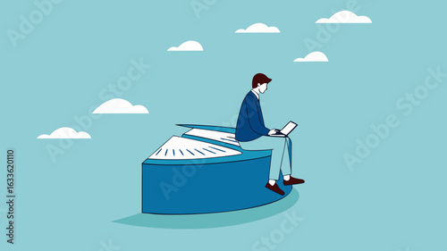 Part-time job, side job or small business, additional work outside working hours, division or tome management, work tracking system or day planning, businessman working using laptop over hours cut