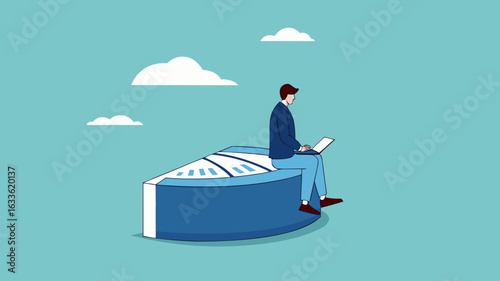 Part-time job, side job or small business, additional work outside working hours, division or tome management, work tracking system or day planning, businessman working using laptop over hours cut