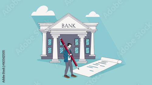 loan agreement, proof of debt payment obligations, legal money credit or borrowing document with signature, businessman signing signature on obligation banking document to make agreement