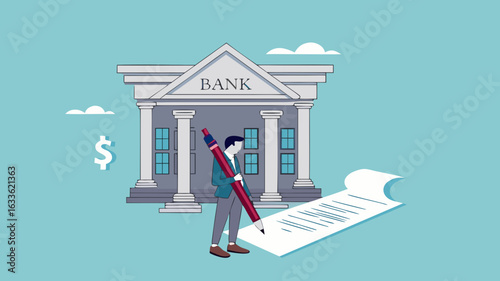 loan agreement, proof of debt payment obligations, legal money credit or borrowing document with signature, businessman signing signature on obligation banking document to make agreement