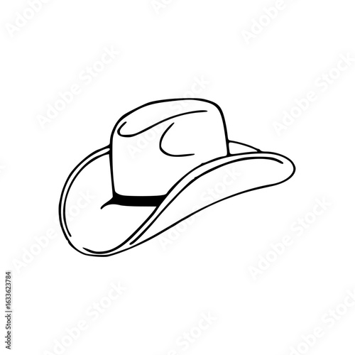 western style hat outline drawing