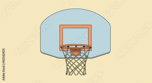 Cartoon drawing of a basketball hoop and net