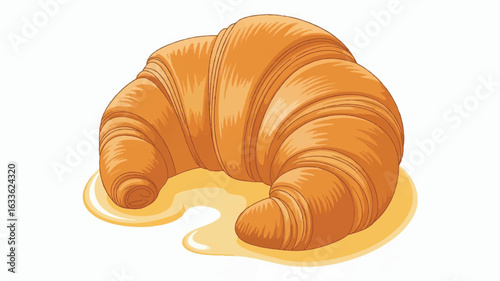 Detailed illustration of a golden brown croissant on a clean white background
