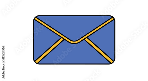 Free Download Blue envelope with gold outline and black stroke against white background - GFXLoad