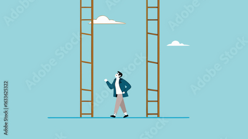 never underestimate the Importance of Small Steps concept vector illustration business people who offer stairs with normal or long step distances