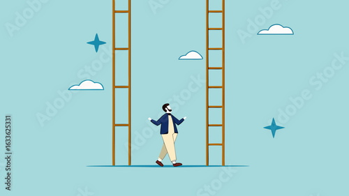never underestimate the Importance of Small Steps concept vector illustration business people who offer stairs with normal or long step distances