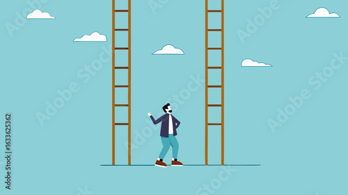 never underestimate the Importance of Small Steps concept vector illustration business people who offer stairs with normal or long step distances