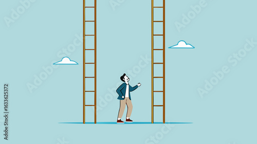 never underestimate the Importance of Small Steps concept vector illustration business people who offer stairs with normal or long step distances