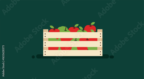 Wooden crate of apples