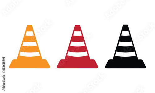 Traffic cone icon vector set, vector illustration