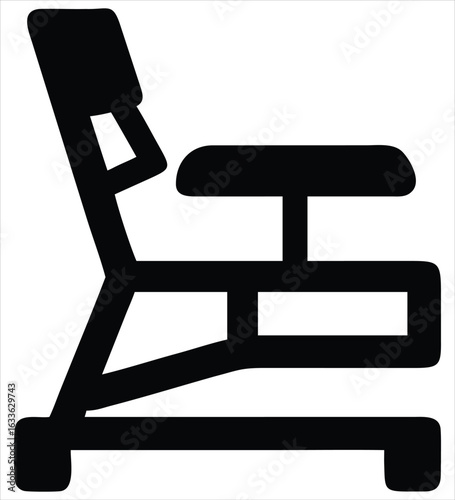 Silhouette of a modern recliner chair with adjustable backrest and armrests isolated on a white background representing comfort and relaxation