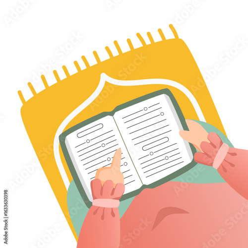 Muslimah hand holding holy Quran on sajadah