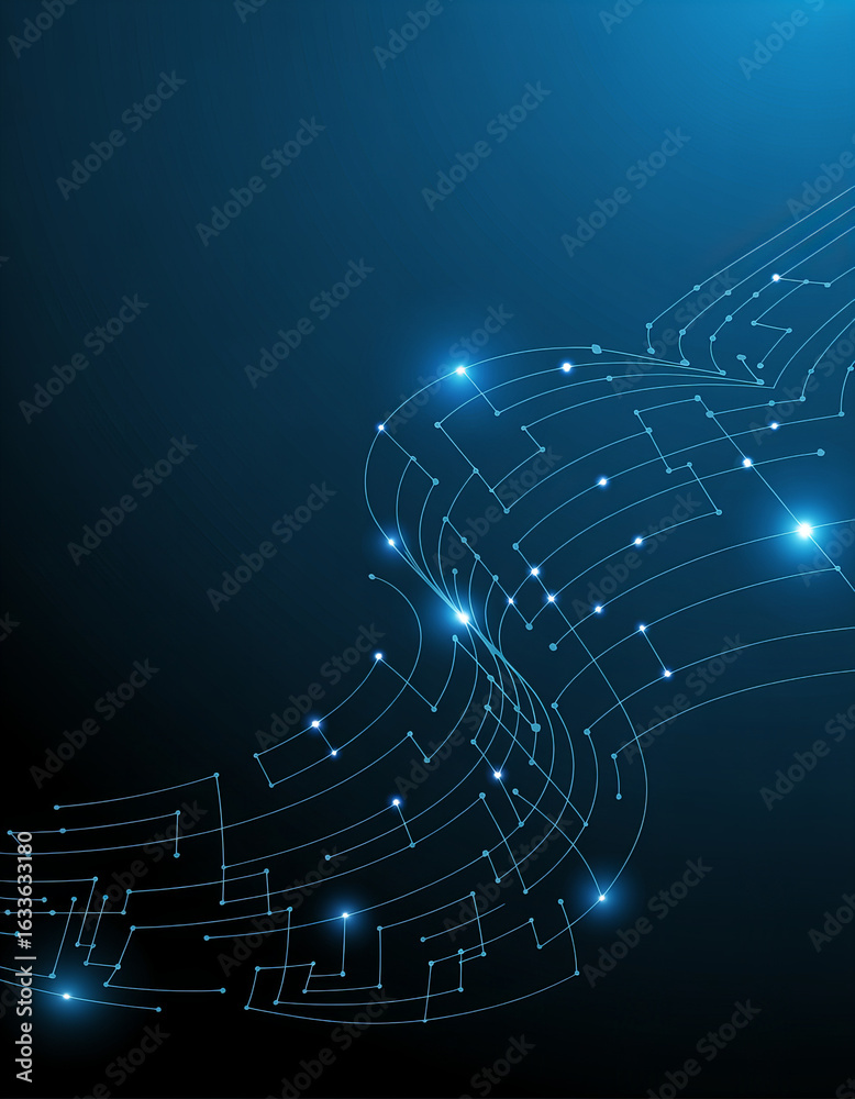 Obraz premium Neural Circuit Stream Blue Data Flow Grid 4K Digital Tech Pattern AI