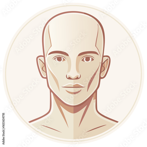 Stylized vector portrait of a bald man with a neutral expression