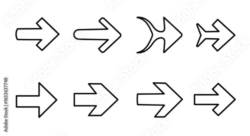 Various black outline directional arrow graphics