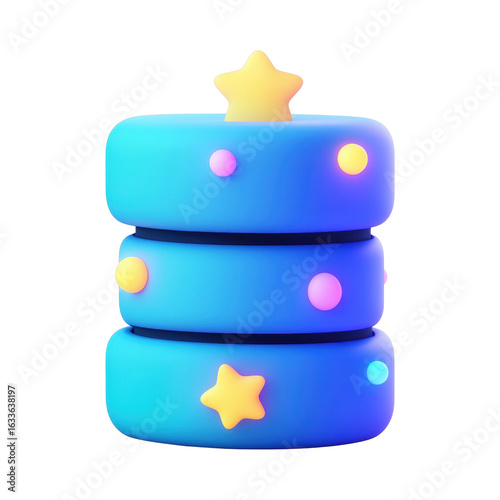 Colorful 3D cake with stars and dots