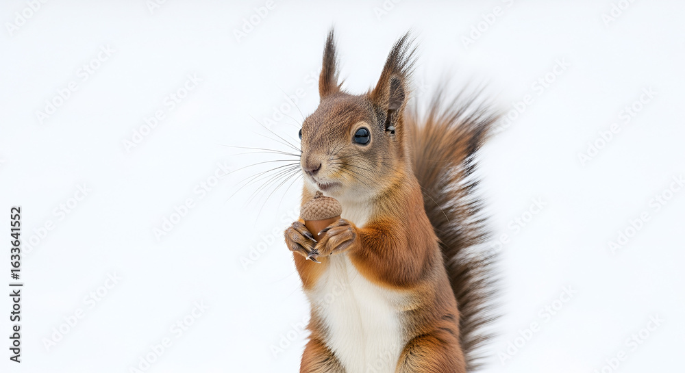 Obraz premium squirrel with nut white background