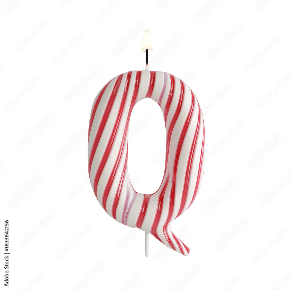Fototapeta premium alphabet red white letter Q candle birthday alphabet luxury texture on white background