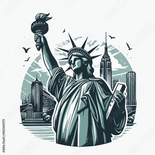 premium vector illustration of statue liberty