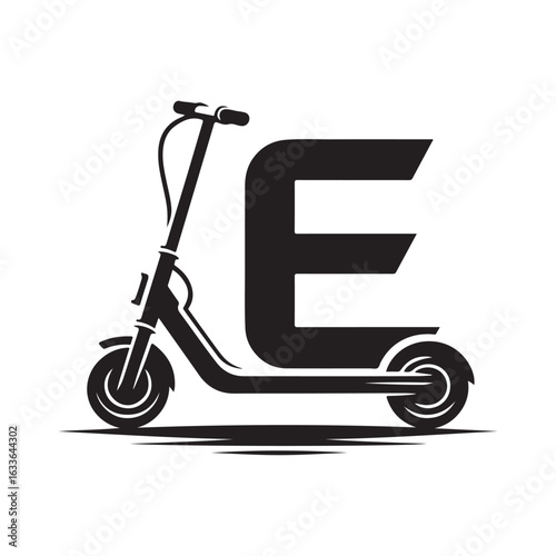 e scooter vector silhouette clip art logo design illustration. Transport icon set collections.