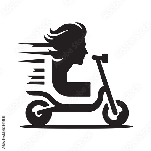 e scooter vector silhouette clip art logo design illustration. Transport icon set collections.