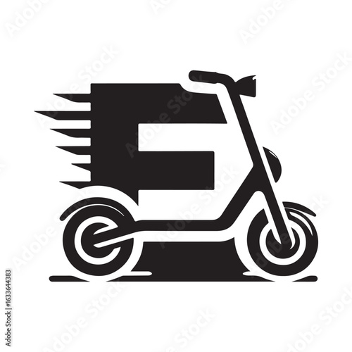 e scooter vector silhouette clip art logo design illustration. Transport icon set collections.