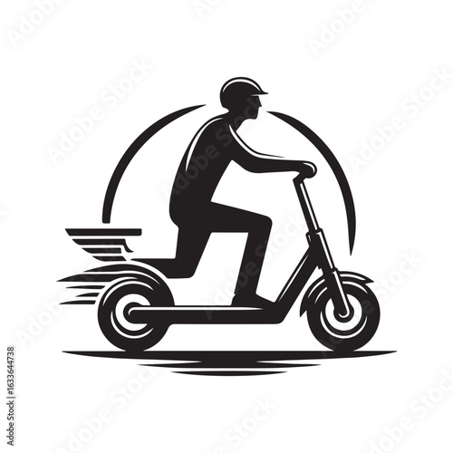 e scooter vector silhouette clip art logo design illustration. Transport icon set collections.