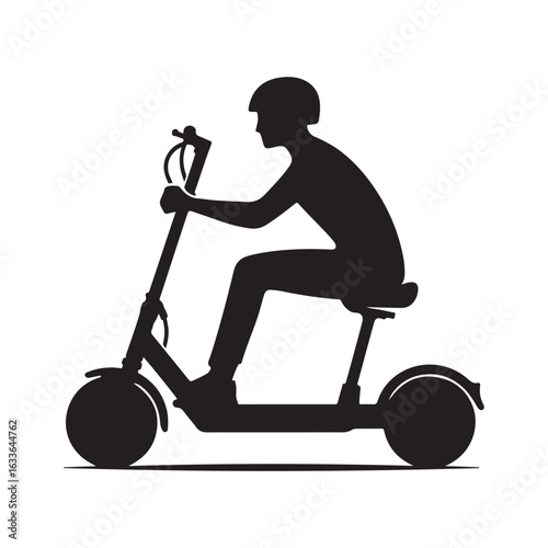 e scooter vector silhouette clip art logo design illustration. Transport icon set collections.