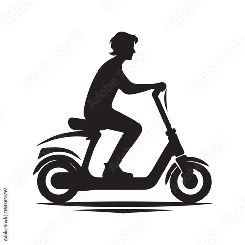 e scooter vector silhouette clip art logo design illustration. Transport icon set collections.