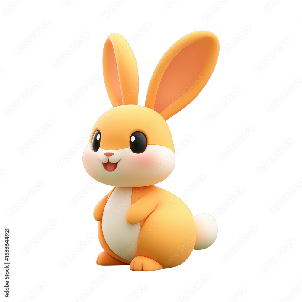 Fototapeta premium Cute cartoon rabbit with oversized ears and cheerful expression