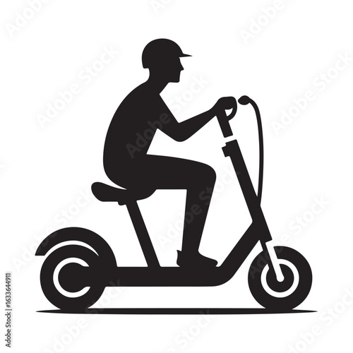e scooter vector silhouette clip art logo design illustration. Transport icon set collections.
