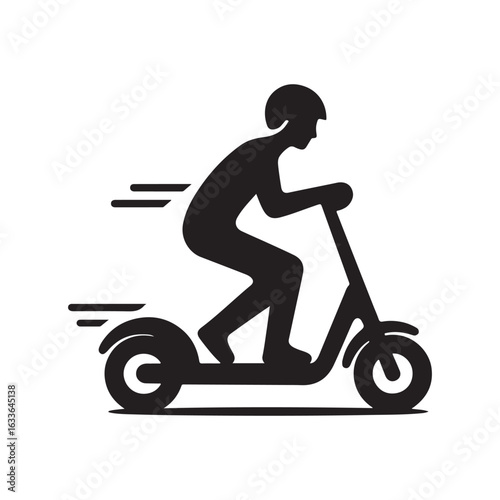 e scooter vector silhouette clip art logo design illustration. Transport icon set collections.