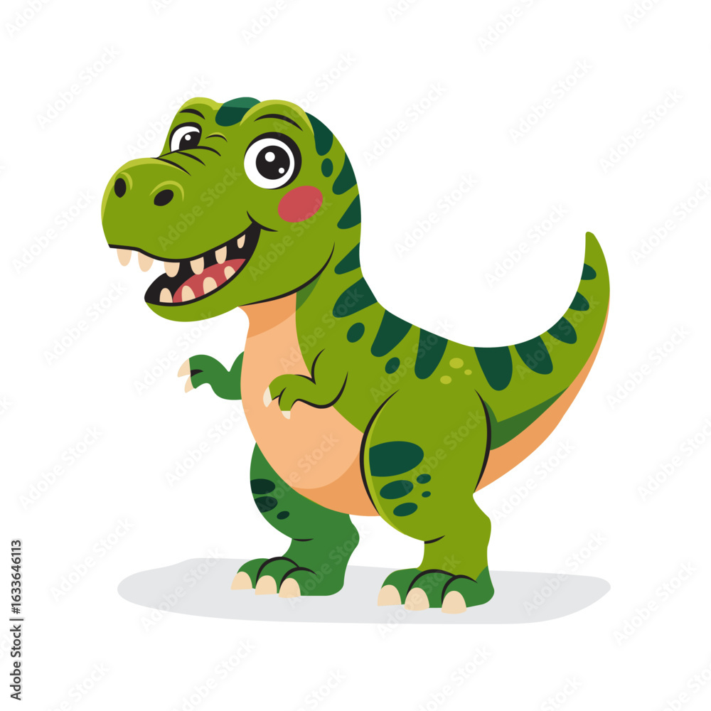 Fototapeta premium Cute hand-drawn tyrannosaurus dinosaur. Vector illustration.