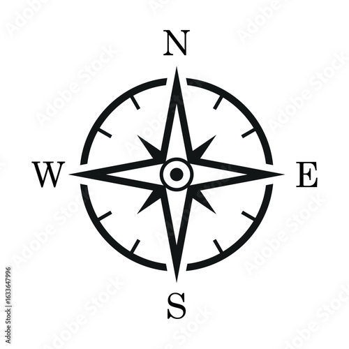 Compass Rose Icon or Windrose Design