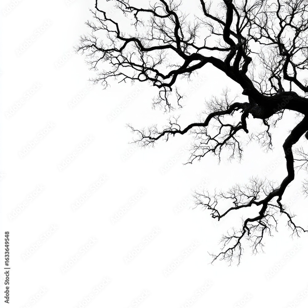 Obraz premium Bare Tree Silhouette Against White