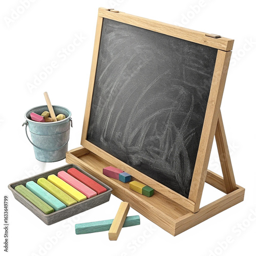 Inspire learning with this vibrant chalkboard and colorful chalk set, perfect for creative education
