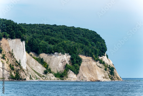 Picturesque chalk cliffs on the coast of the Baltic Sea.