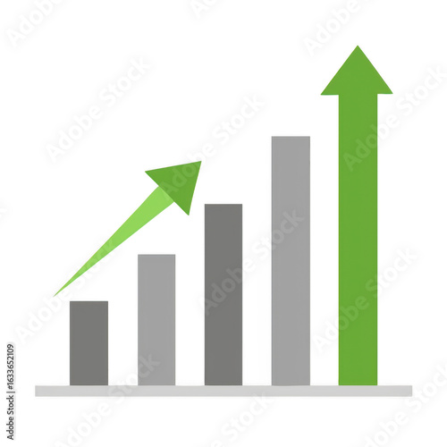 Free Download Green arrow showing upward trend on bar chart isolated on transparent background - GFXLoad