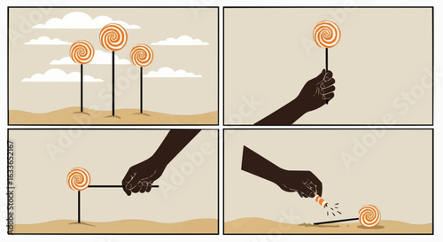 Plucking flowers stock illustration...