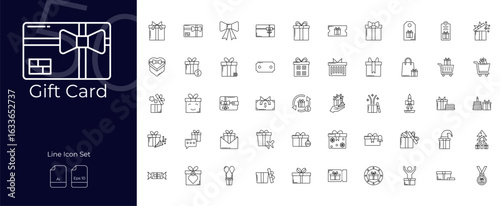Gift Card Line Editable Icons set. Vector illustration in modern thin line style of Gift Card icons: gift card, ribbon, money, etc