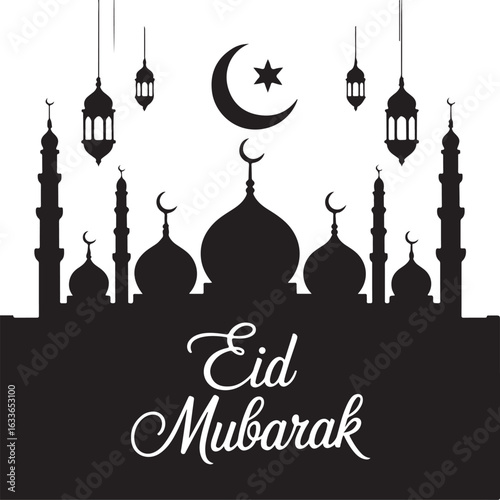 Wallpaper Mural Silhouette of a Mosque with Minarets and Crescent Moon Torontodigital.ca