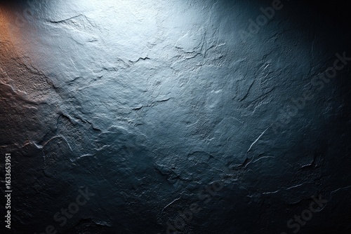 Textured dark gray wall, lit from above with contrasting light