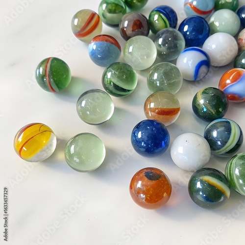 Colorful glass spheres, glass balls.
