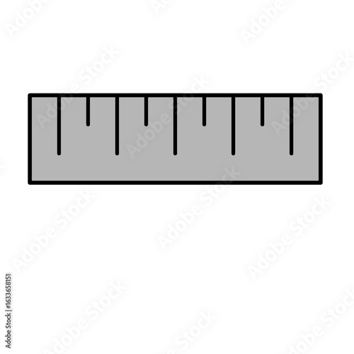 An illustrated gray ruler with black markings. It's a simple, two-dimensional depiction of a measuring tool