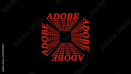 3D Perspective adobe Text Animation .adobe Text Rotation.Spinning 3D adobe Text Effect.Rotating Perspective Tunnel Effect with Typography on Black Background .
