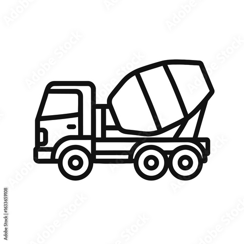 Outline Icon of Concrete Mixer Truck
