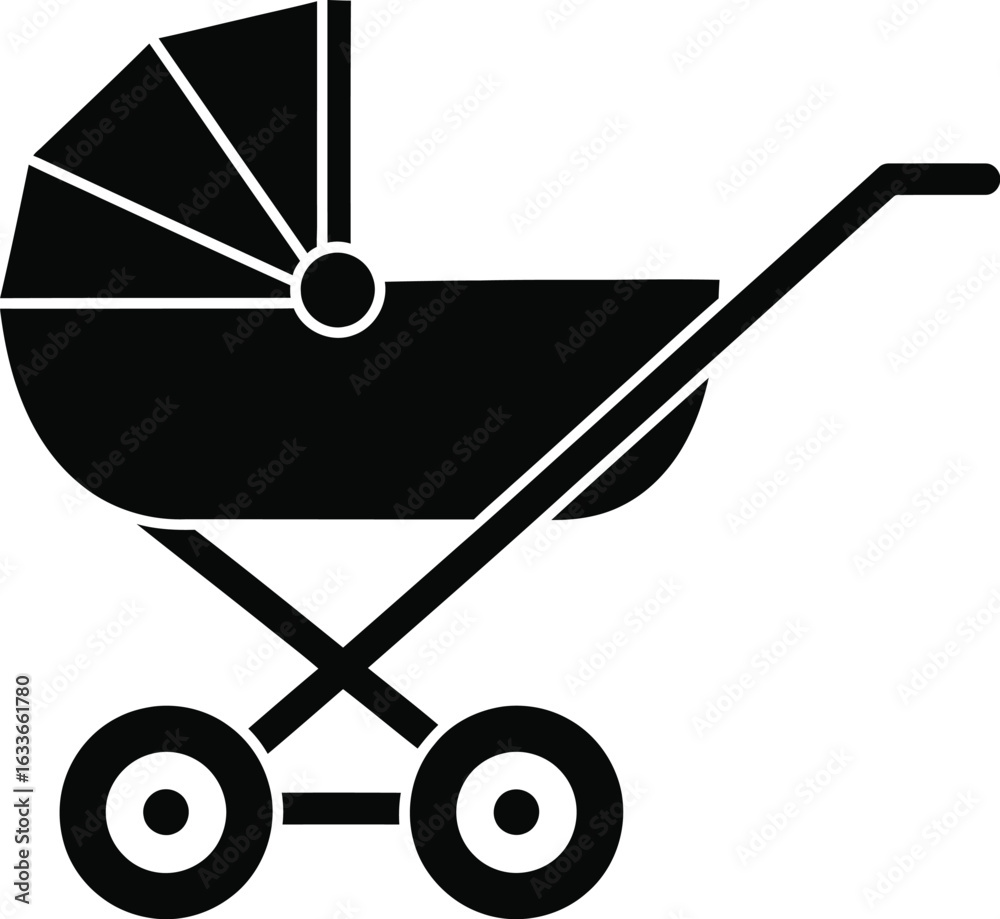 Illustration of a baby carriage isolated on white background, perfect for nursery decor, baby shower invitations, or childrens book illustration Illustration of a baby carriage isolated on white background, perfect for nursery decor, baby shower invitations, or childrens book illustration