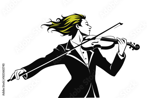 Musicians playing violin isolated on white background