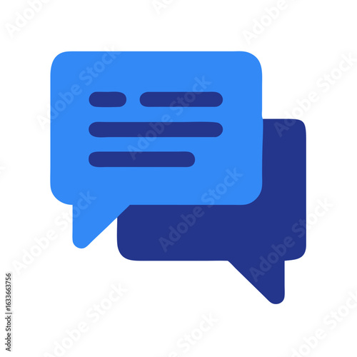 modern vector icon chatbox, blue colour only colour.